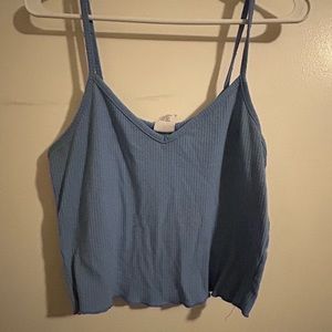 Blue V-neck crop top